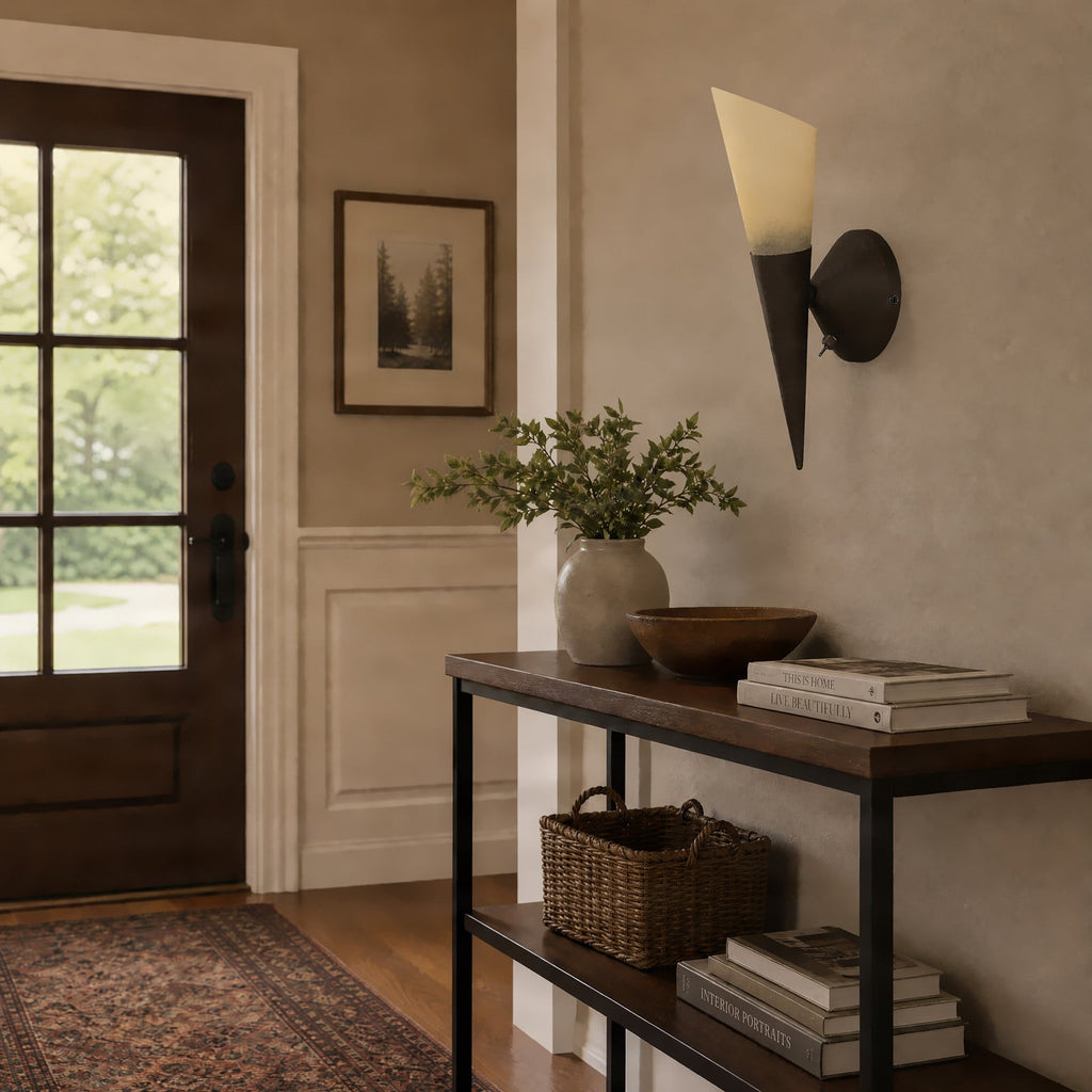 Lucande Alva wall light, rust, glass, height 11.34 inches
