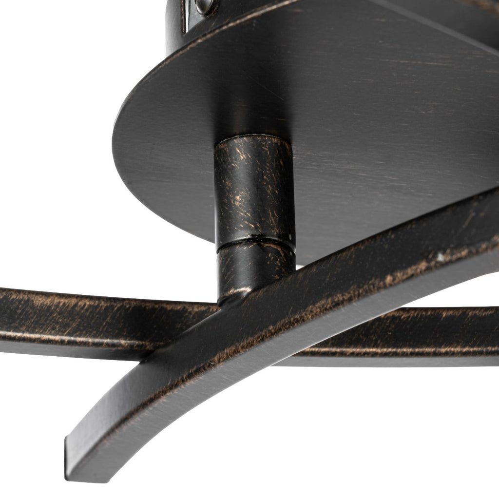 Lucande Della ceiling light, black, 19.6 in, 3-bulb, glass