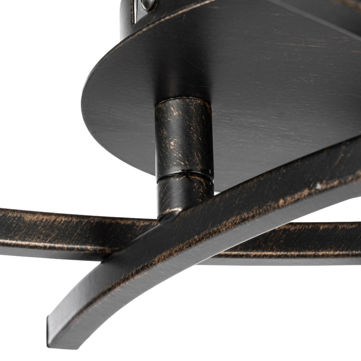 Lucande Della ceiling light, black, 19.6 in, 3-bulb, glass