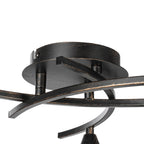 Lucande Della ceiling light, black, 19.6 in, 3-bulb, glass