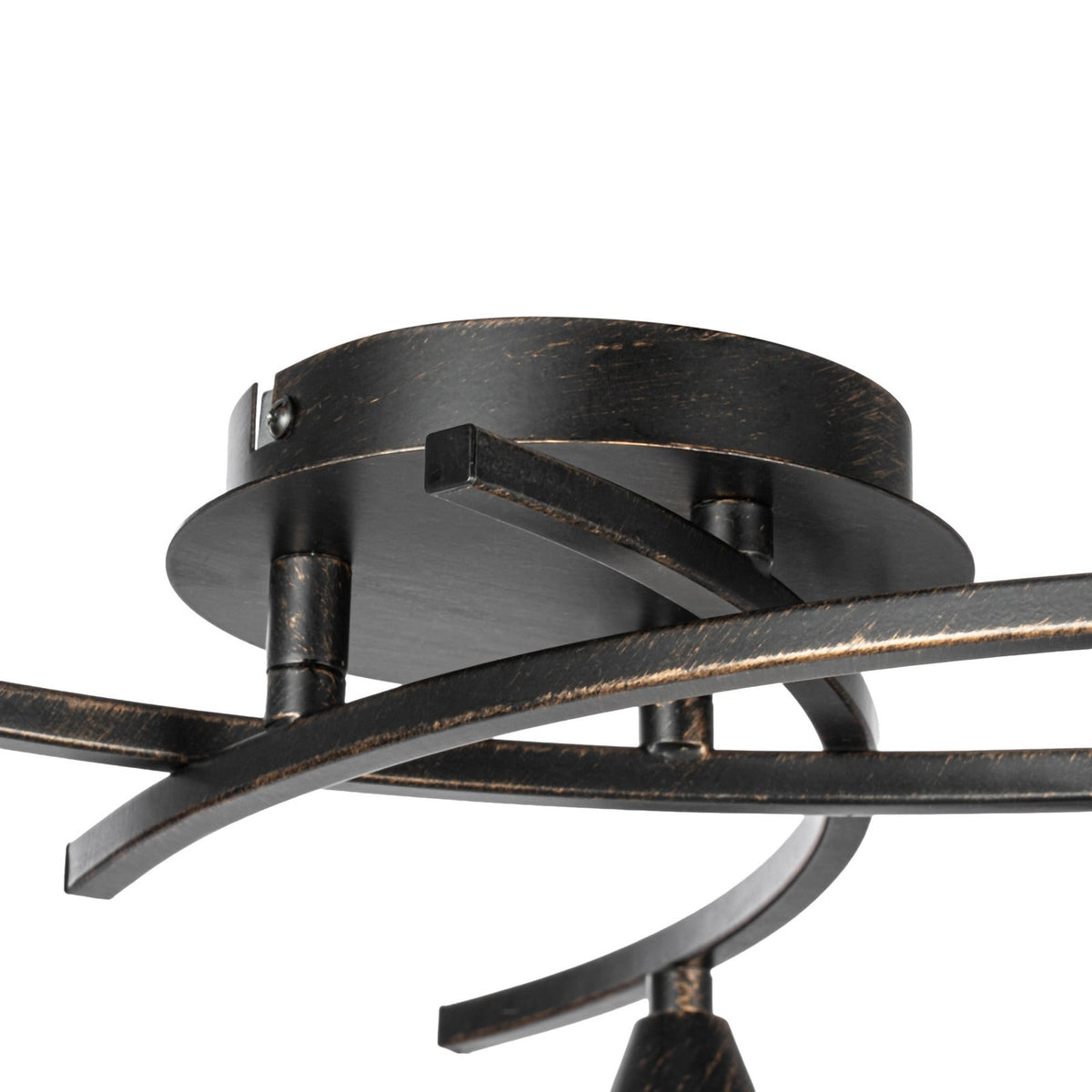 Lucande Della ceiling light, black, 19.6 in, 3-bulb, glass