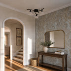 Lucande Della ceiling light, black, 19.6 in, 3-bulb, glass