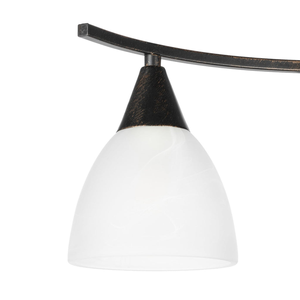 Lucande Della ceiling light, black, 19.6 in, 3-bulb, glass