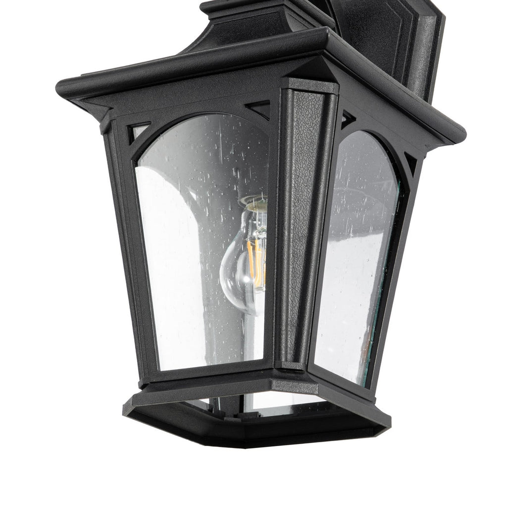 Lucande James outdoor wall light, black, 15.4 in, glass