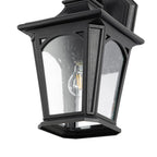 Lucande James outdoor wall light, black, 15.4 in, glass
