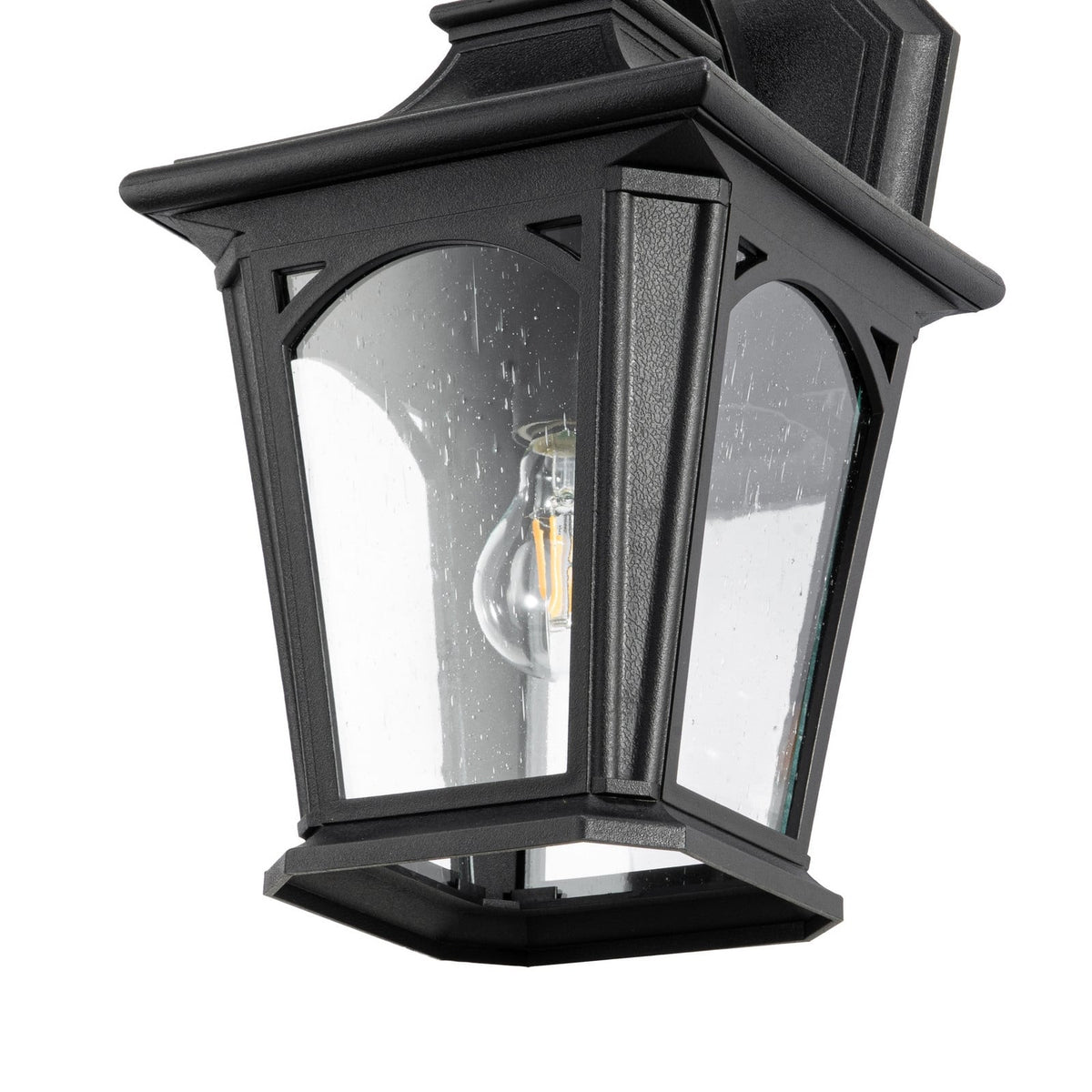 Lucande James outdoor wall light, black, 15.4 in, glass