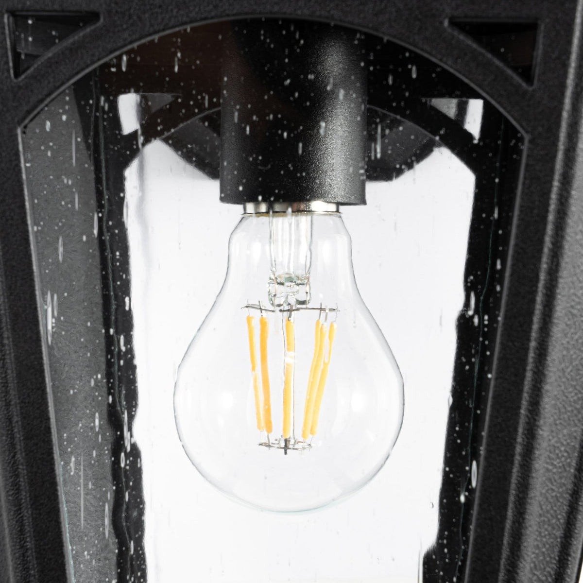Lucande James outdoor wall light, black, 15.4 in, glass