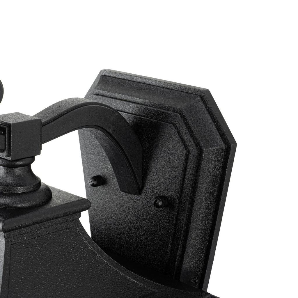 Lucande James outdoor wall light, black, 15.4 in, glass