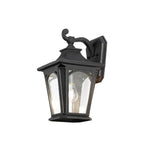 Lucande James outdoor wall light, black, 15.4 in, glass