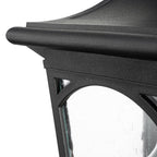 Lucande James outdoor wall light, black, 15.4 in, glass