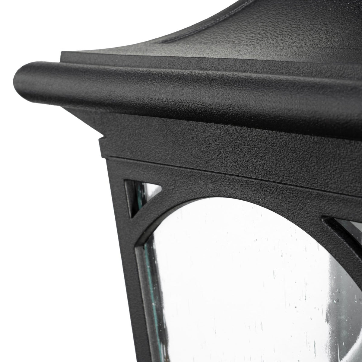 Lucande James outdoor wall light, black, 15.4 in, glass