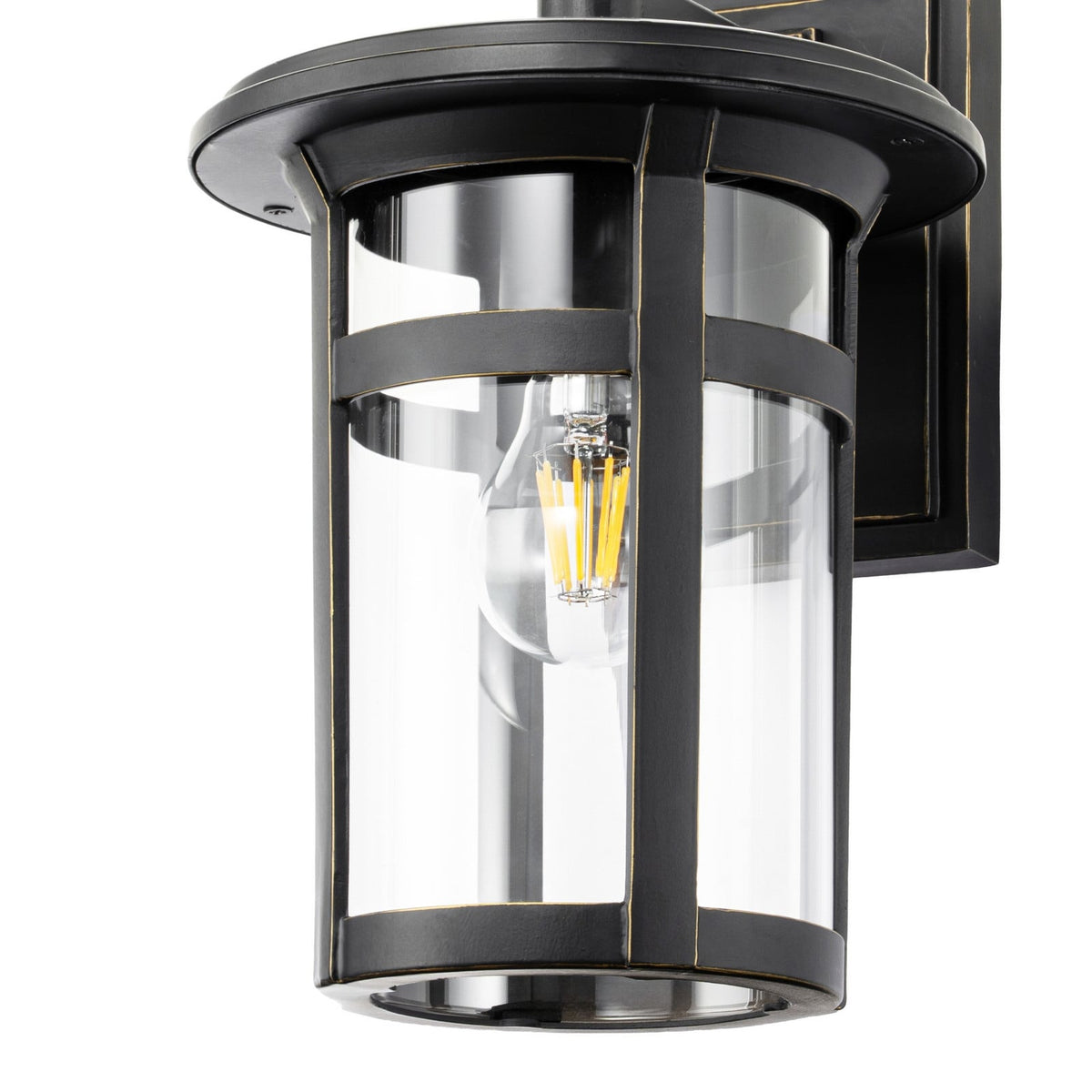 Lucande Ethan outdoor wall light, black, 11.6 in, metal