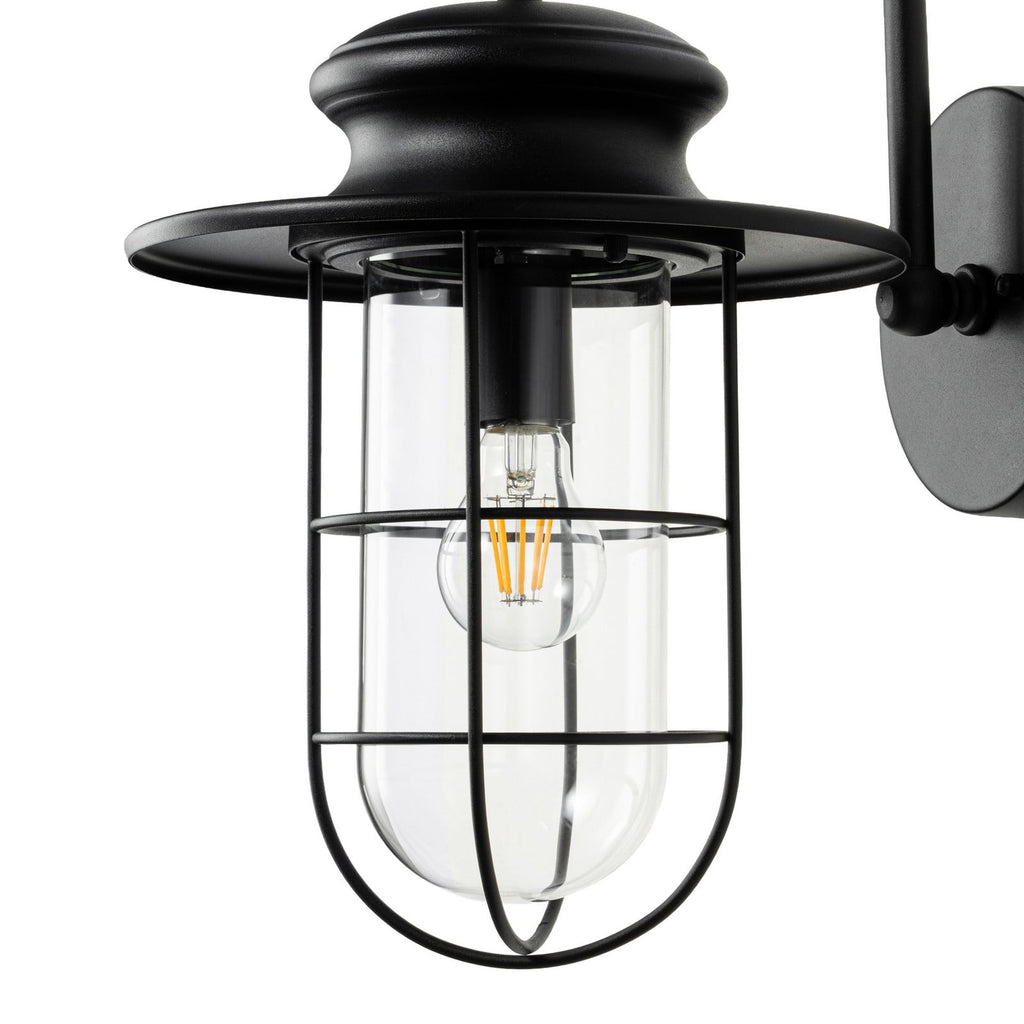 Lucande Oliver Outdoor Wall Light, black, 17.5 in, metal