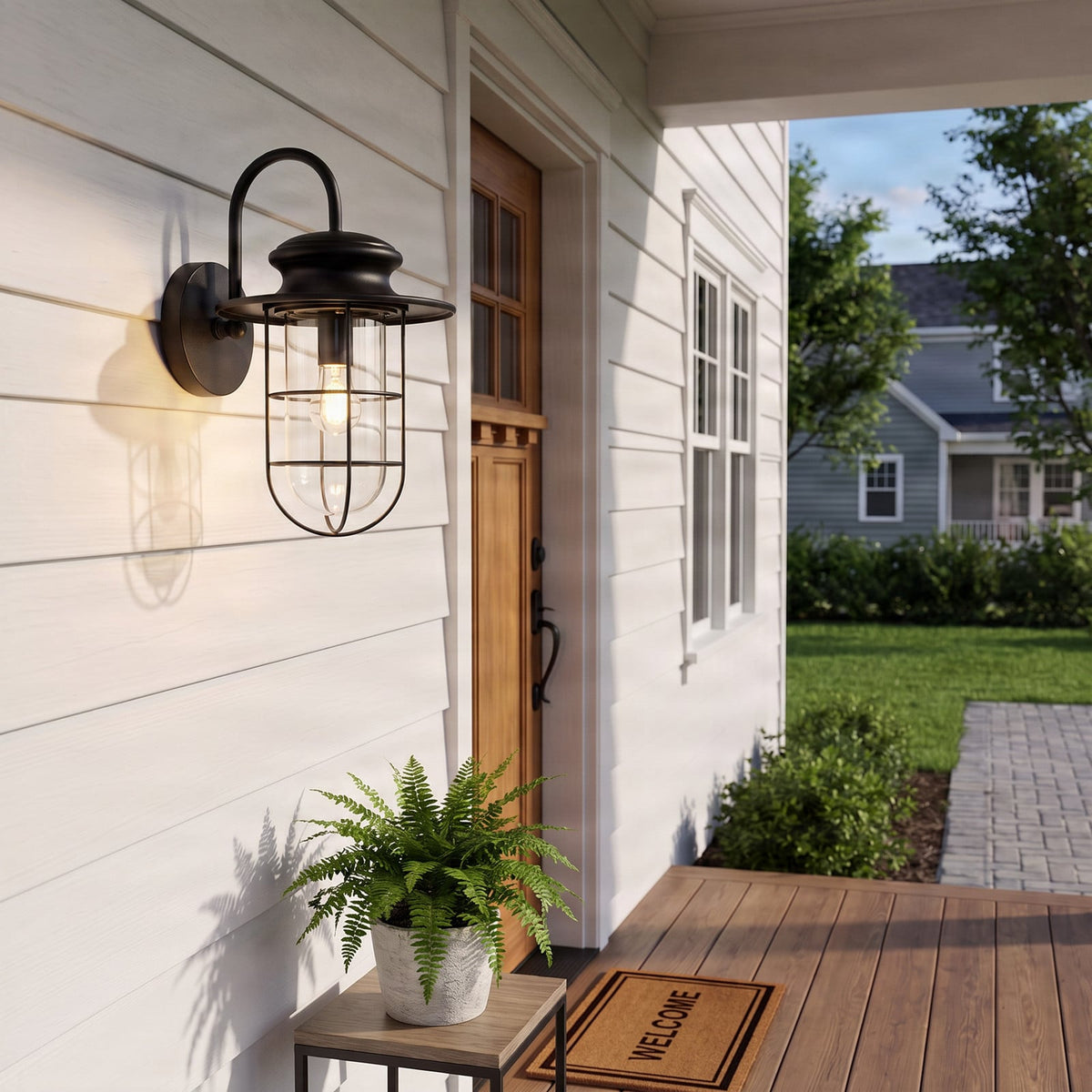 Lucande Oliver Outdoor Wall Light, black, 17.5 in, metal