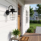 Lucande Oliver Outdoor Wall Light, black, 17.5 in, metal