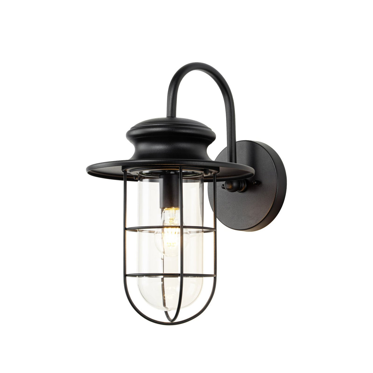 Lucande Oliver Outdoor Wall Light, black, 17.5 in, metal