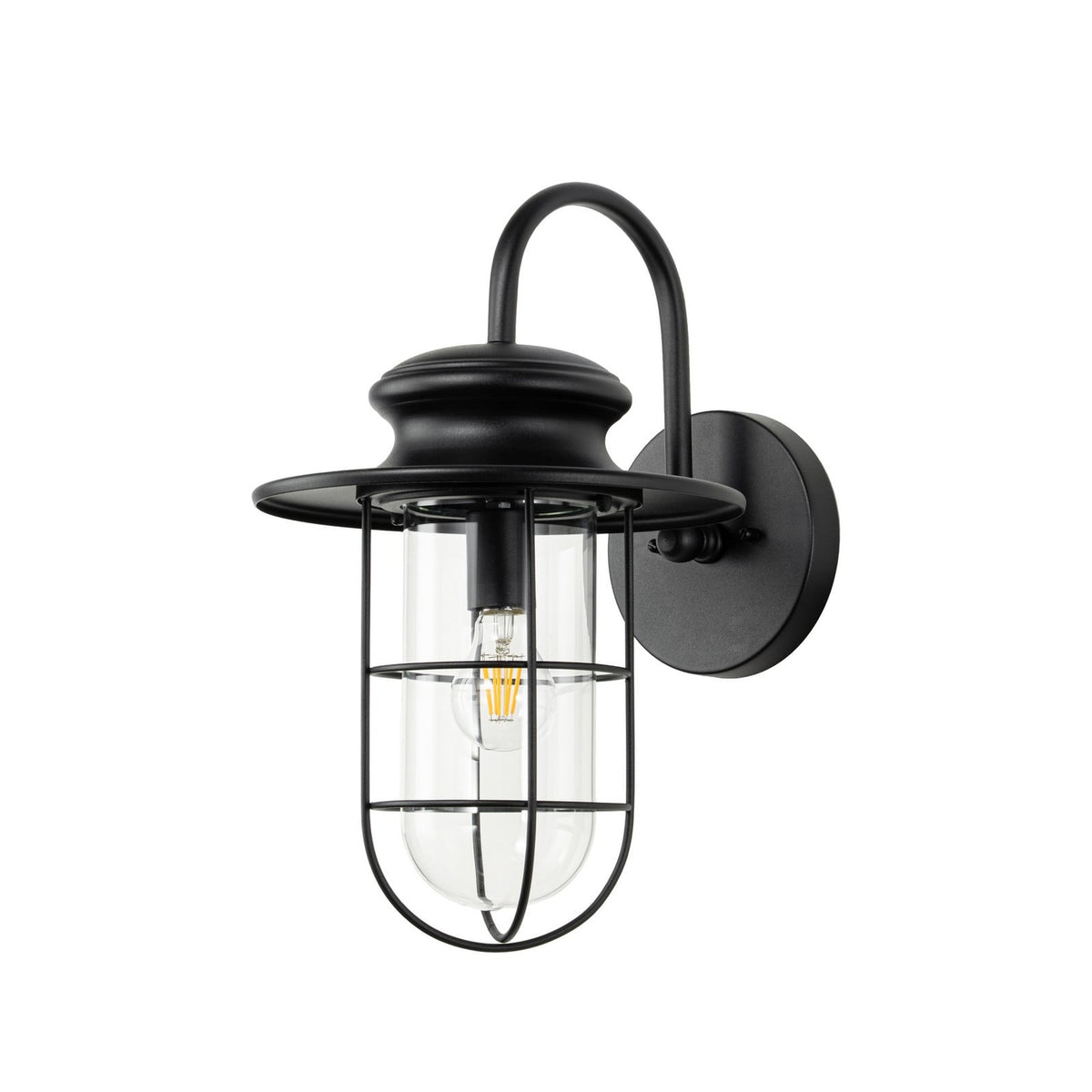 Lucande Oliver Outdoor Wall Light, black, 17.5 in, metal