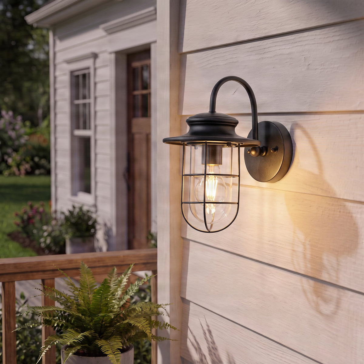 Lucande Oliver outdoor wall light, black, 11.7 in, metal
