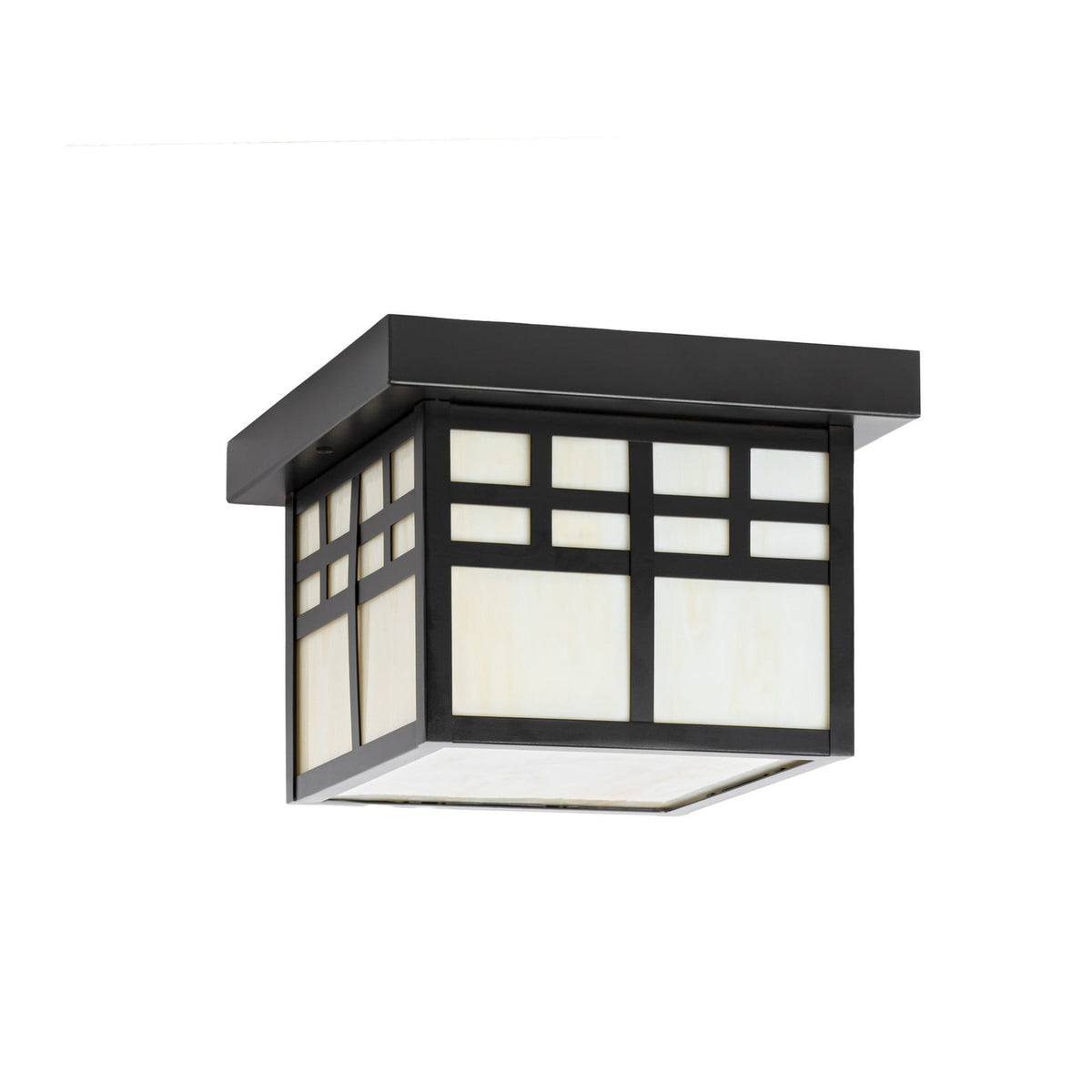 Lucande Aiko outdoor ceiling light, angular, black, metal/glass