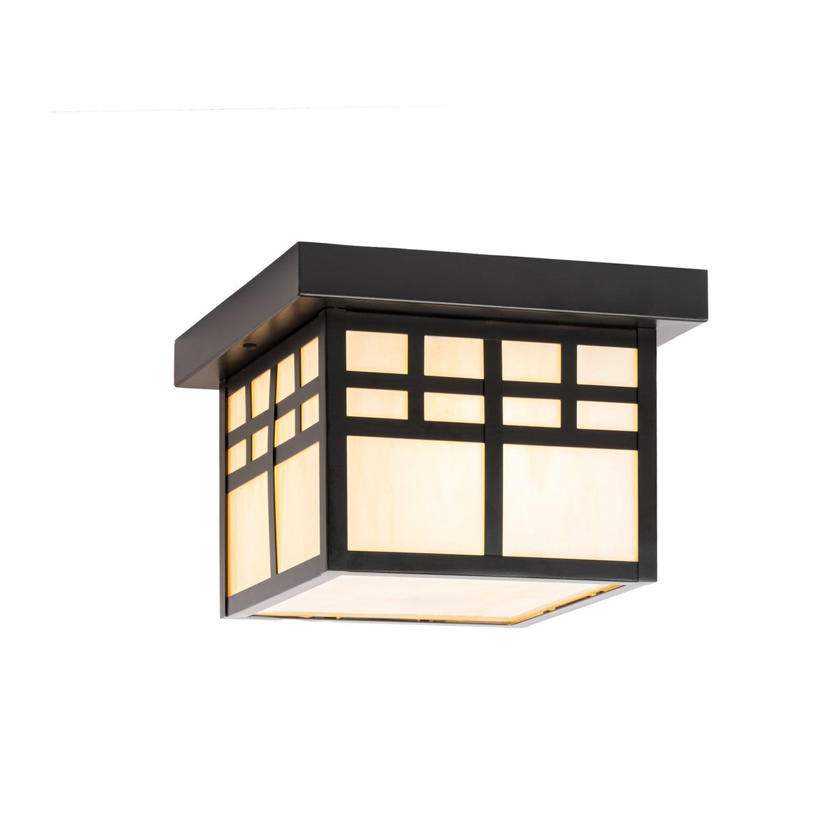 Lucande Aiko outdoor ceiling light, angular, black, metal/glass