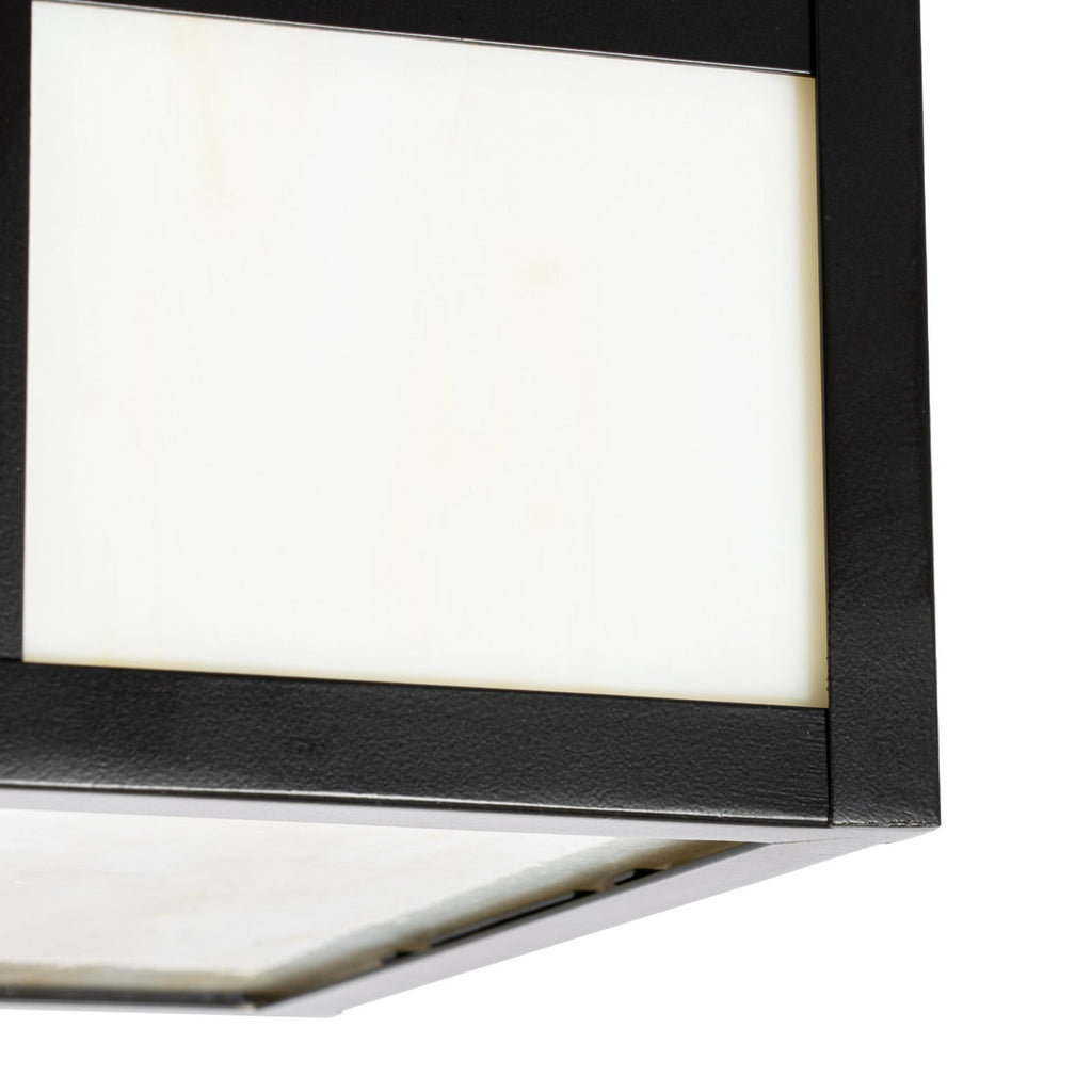 Lucande Aiko outdoor ceiling light, angular, black, metal/glass