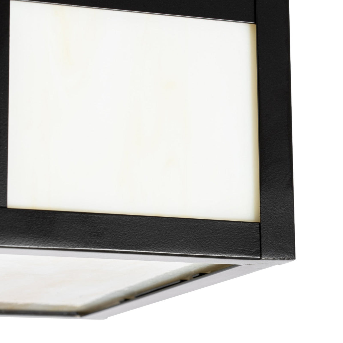 Lucande Aiko outdoor ceiling light, angular, black, metal/glass