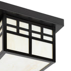 Lucande Aiko outdoor ceiling light, angular, black, metal/glass
