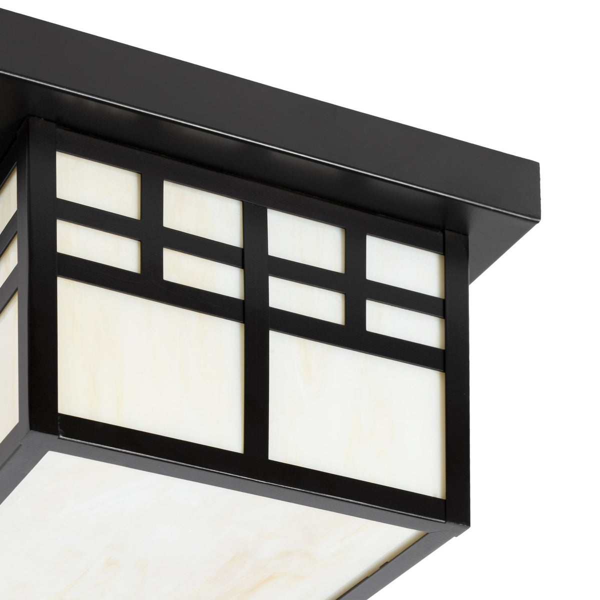Lucande Aiko outdoor ceiling light, angular, black, metal/glass