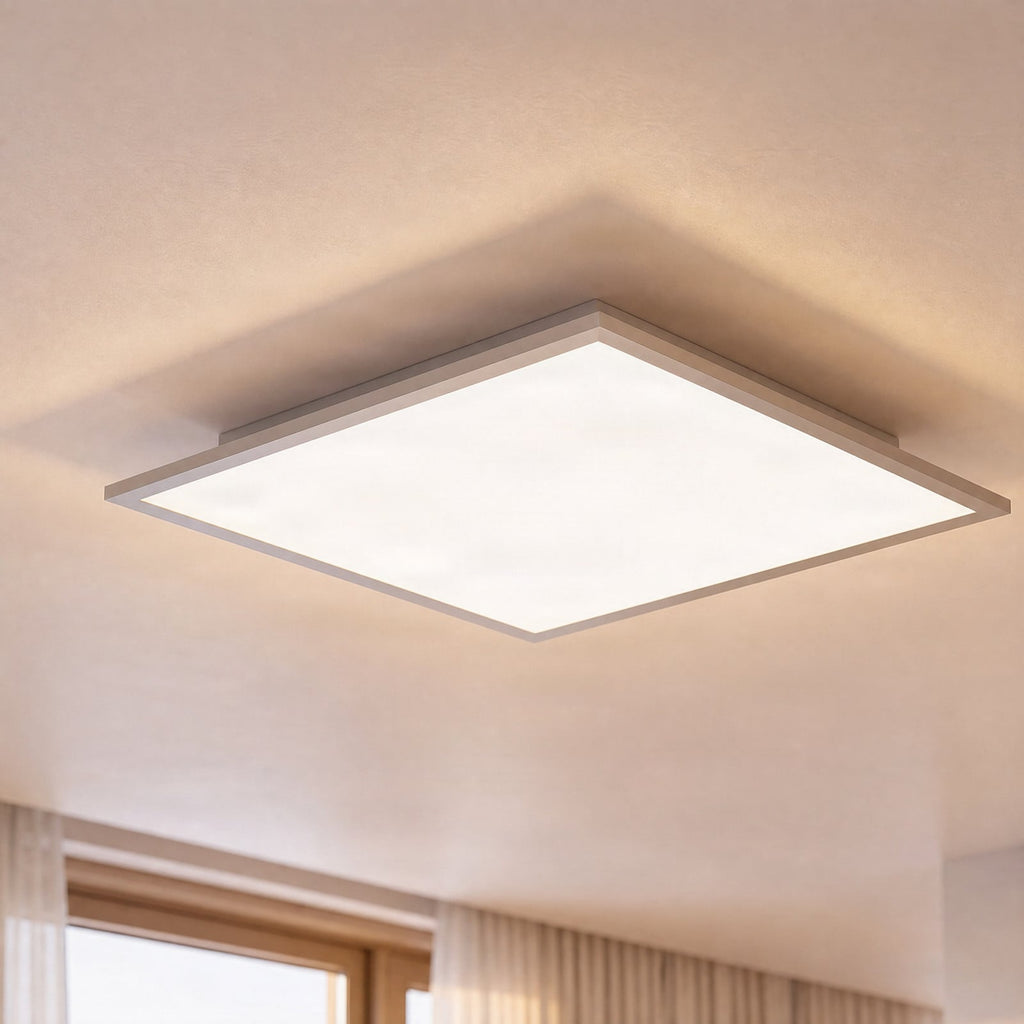 Lucande Livel LED panel, 3,000K, 24.41 in x 24.41 in, silver
