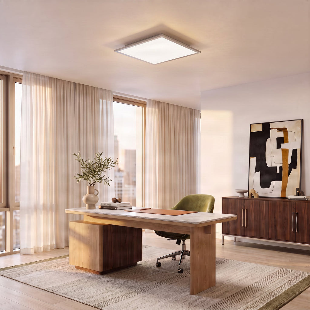 Lucande Livel LED panel, 3,000K, 24.41 in x 24.41 in, silver