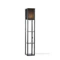 Lucande Birta floor lamp, black, shelf, height 62.48 in