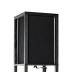 Lucande Birta floor lamp, black, shelf, height 62.48 in