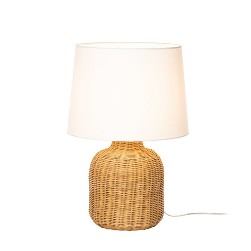 Lucande Lirenda table lamp, 20.08 in, rattan, natural/white