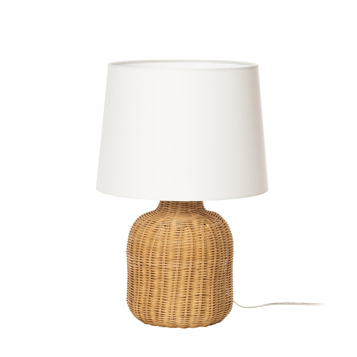 Lucande Lirenda table lamp, 20.08 in, rattan, natural/white