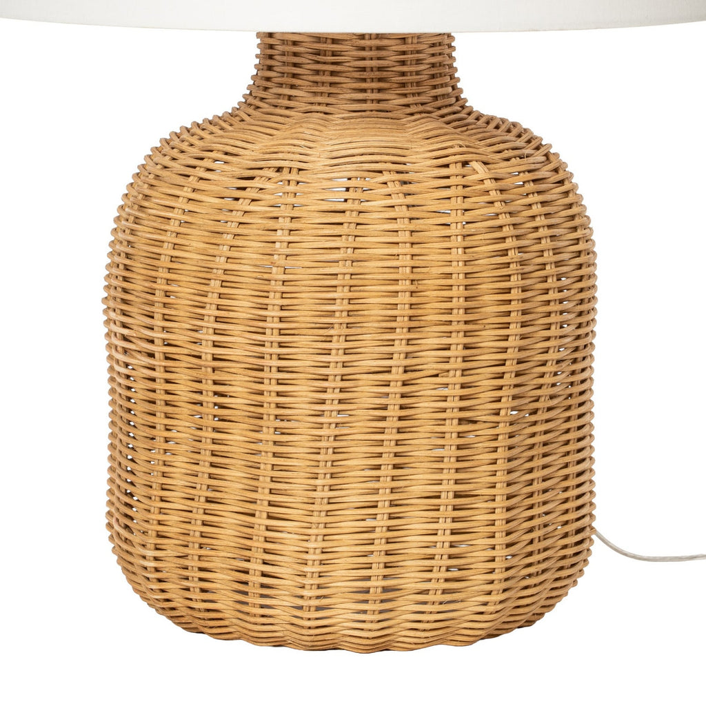 Lucande Lirenda table lamp, 20.08 in, rattan, natural/white