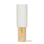 Lucande Kimiko floor lamp, height 39.37 in, wood/fabric