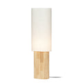 Lucande Kimiko floor lamp, height 39.37 in, wood/fabric