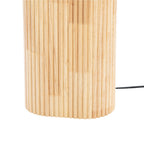 Lucande Kimiko floor lamp, height 39.37 in, wood/fabric
