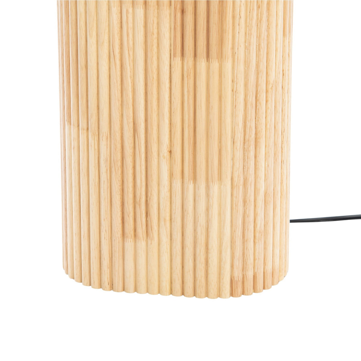 Lucande Kimiko floor lamp, height 39.37 in, wood/fabric