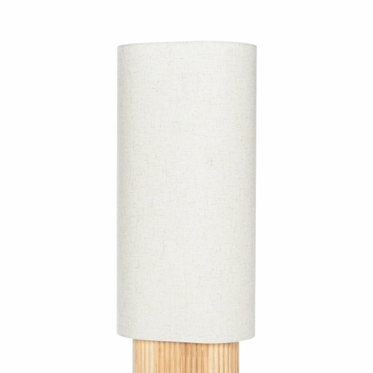 Lucande Kimiko floor lamp, height 39.37 in, wood/fabric