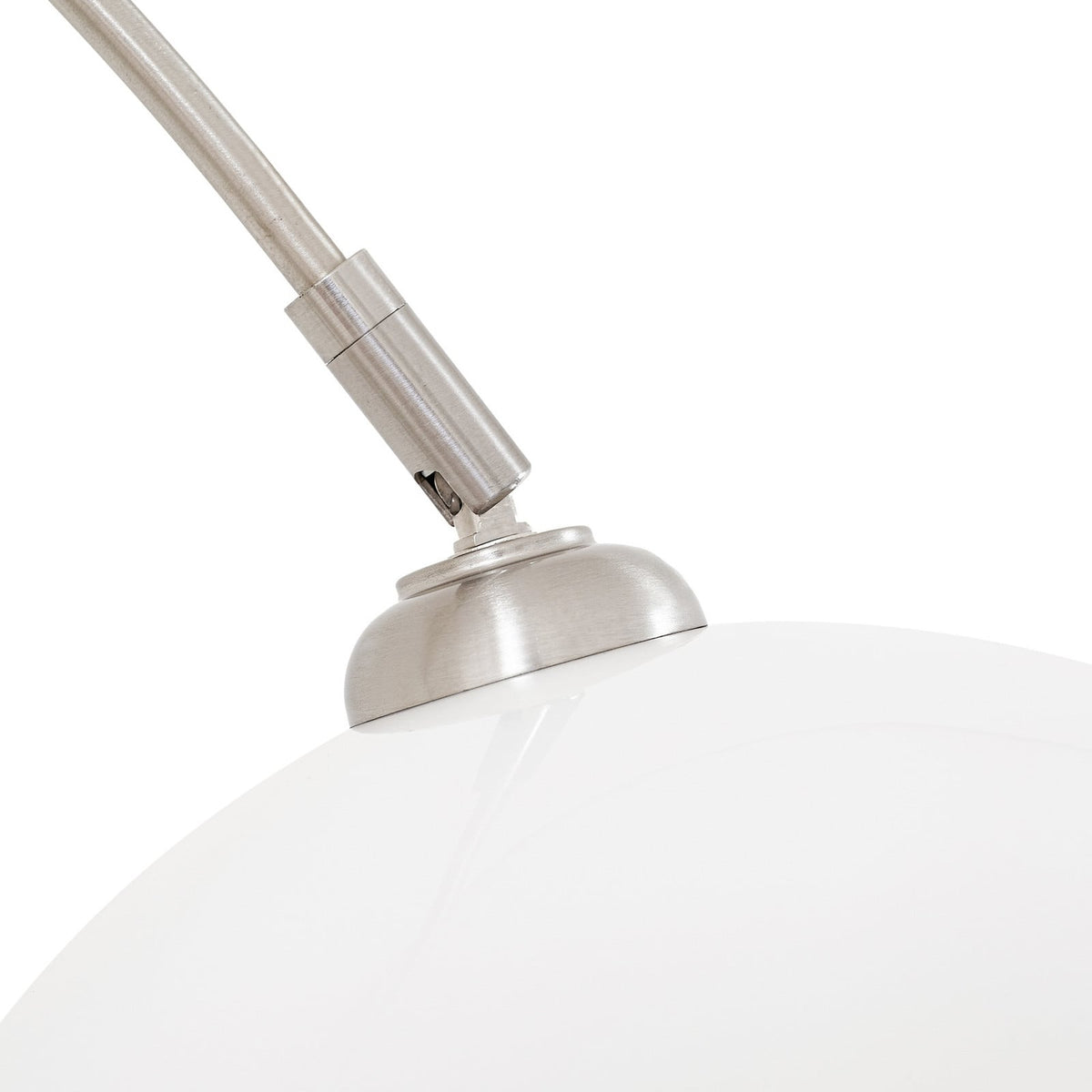 Lucande Alverton Arc Lamp, white/chrome, glass, 79.53 in