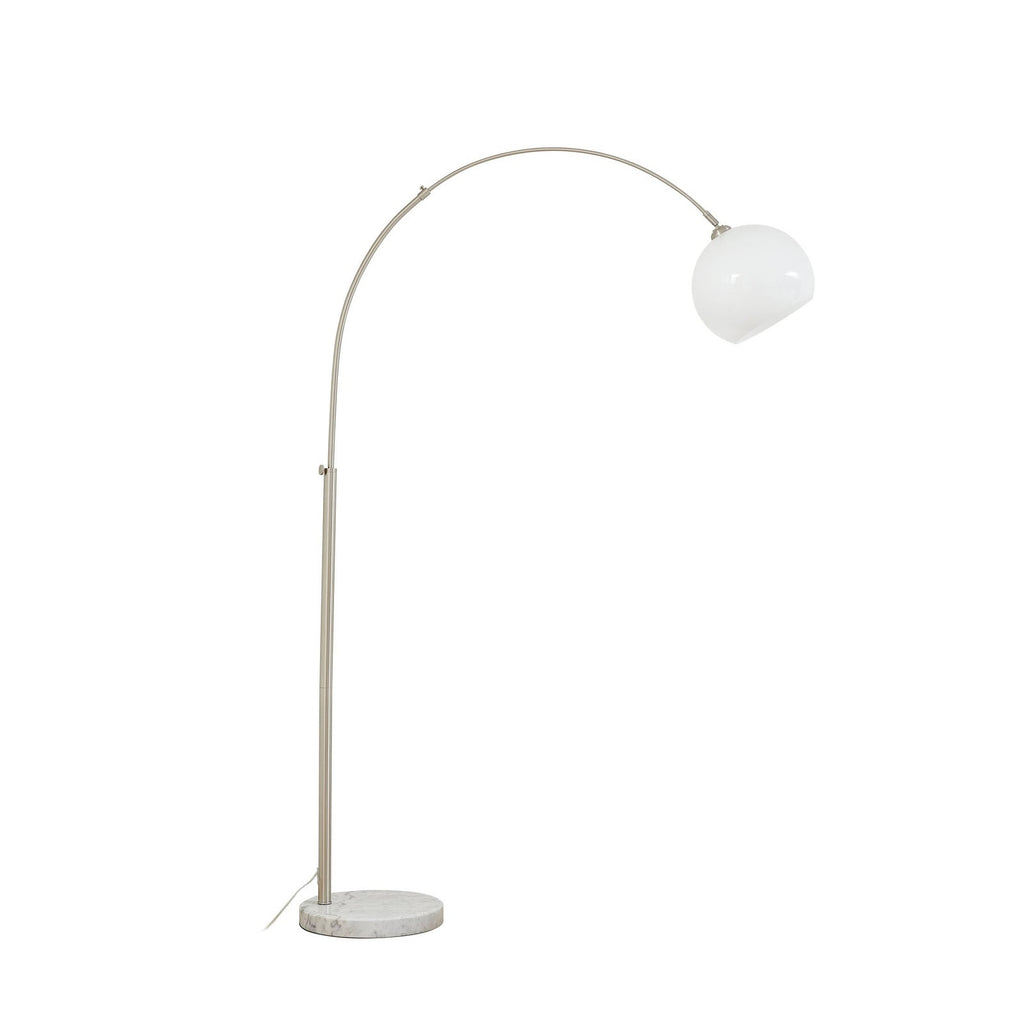 Lucande Alverton Arc Lamp, white/chrome, glass, 79.53 in