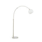 Lucande Alverton Arc Lamp, white/chrome, glass, 79.53 in
