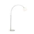Lucande Alverton Arc Lamp, white/chrome, glass, 79.53 in