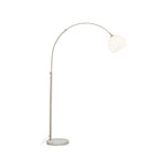 Lucande Alverton Arc Lamp, white/chrome, glass, 79.53 in