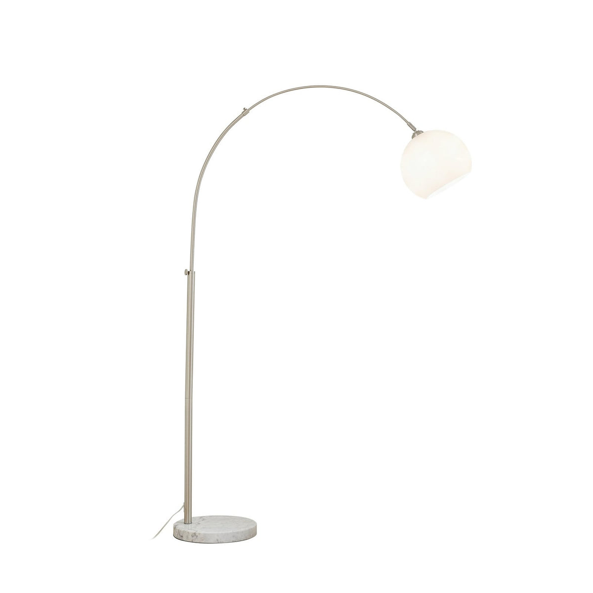 Lucande Alverton Arc Lamp, white/chrome, glass, 79.53 in