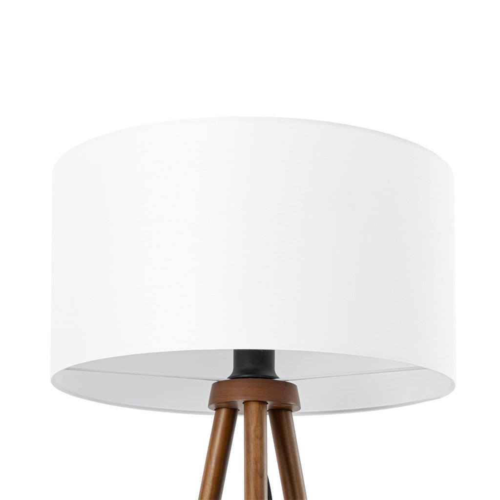 Lucande Marlow three-legged floor lamp, dark wood/white