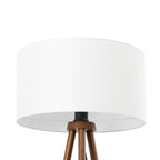 Lucande Marlow three-legged floor lamp, dark wood/white