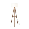 Lucande Marlow three-legged floor lamp, dark wood/white