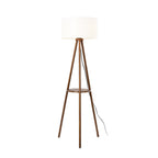 Lucande Marlow three-legged floor lamp, dark wood/white